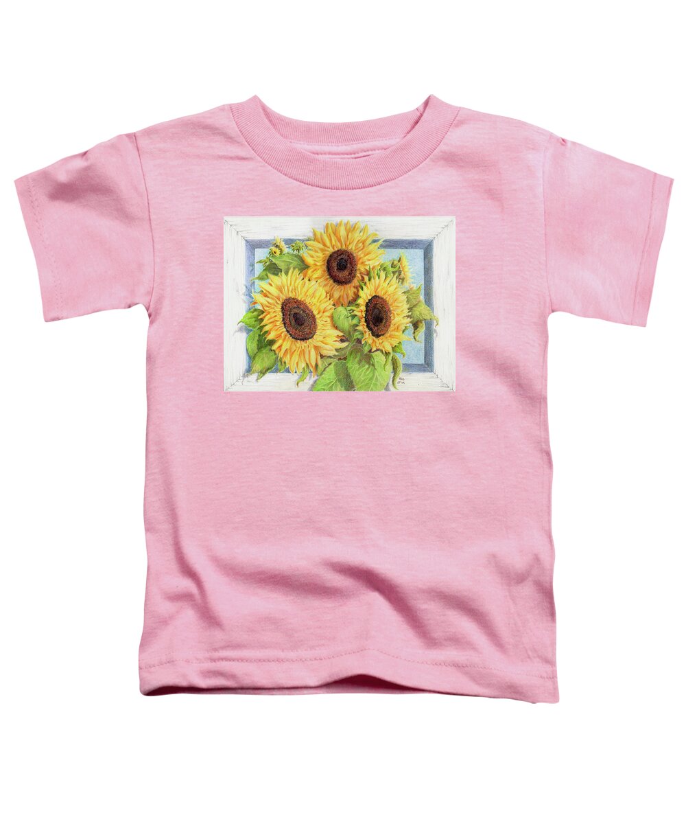 Flowers Toddler T-Shirt featuring the drawing Out of the Box by Pris Hardy