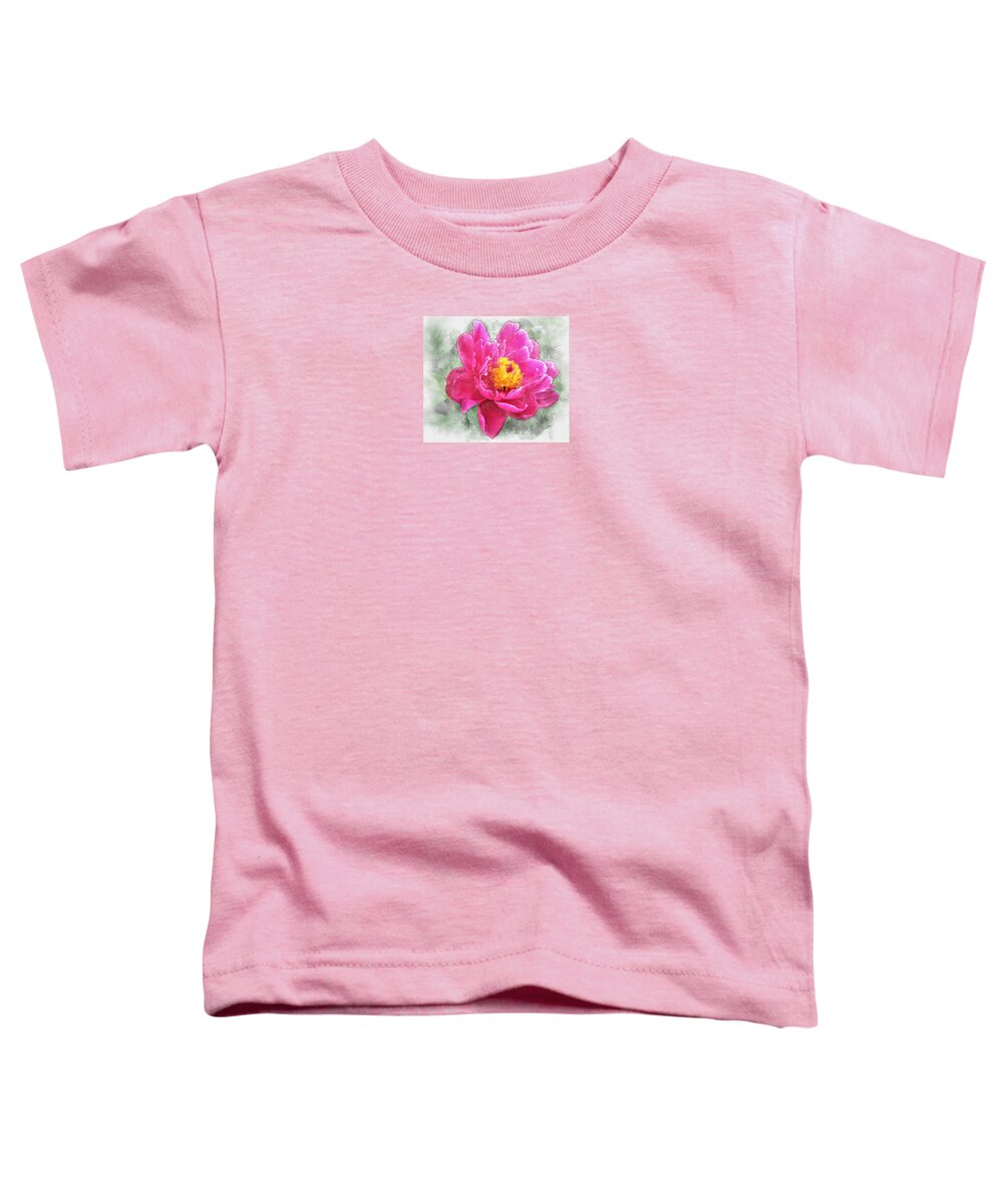 Peony Toddler T-Shirt featuring the painting Peony and Bee by Diane Chandler