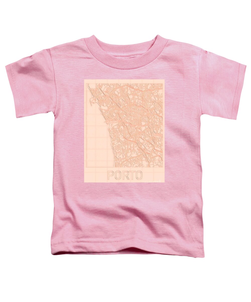 Porto Toddler T-Shirt featuring the digital art Porto Blueprint City Map by HELGE Art Gallery