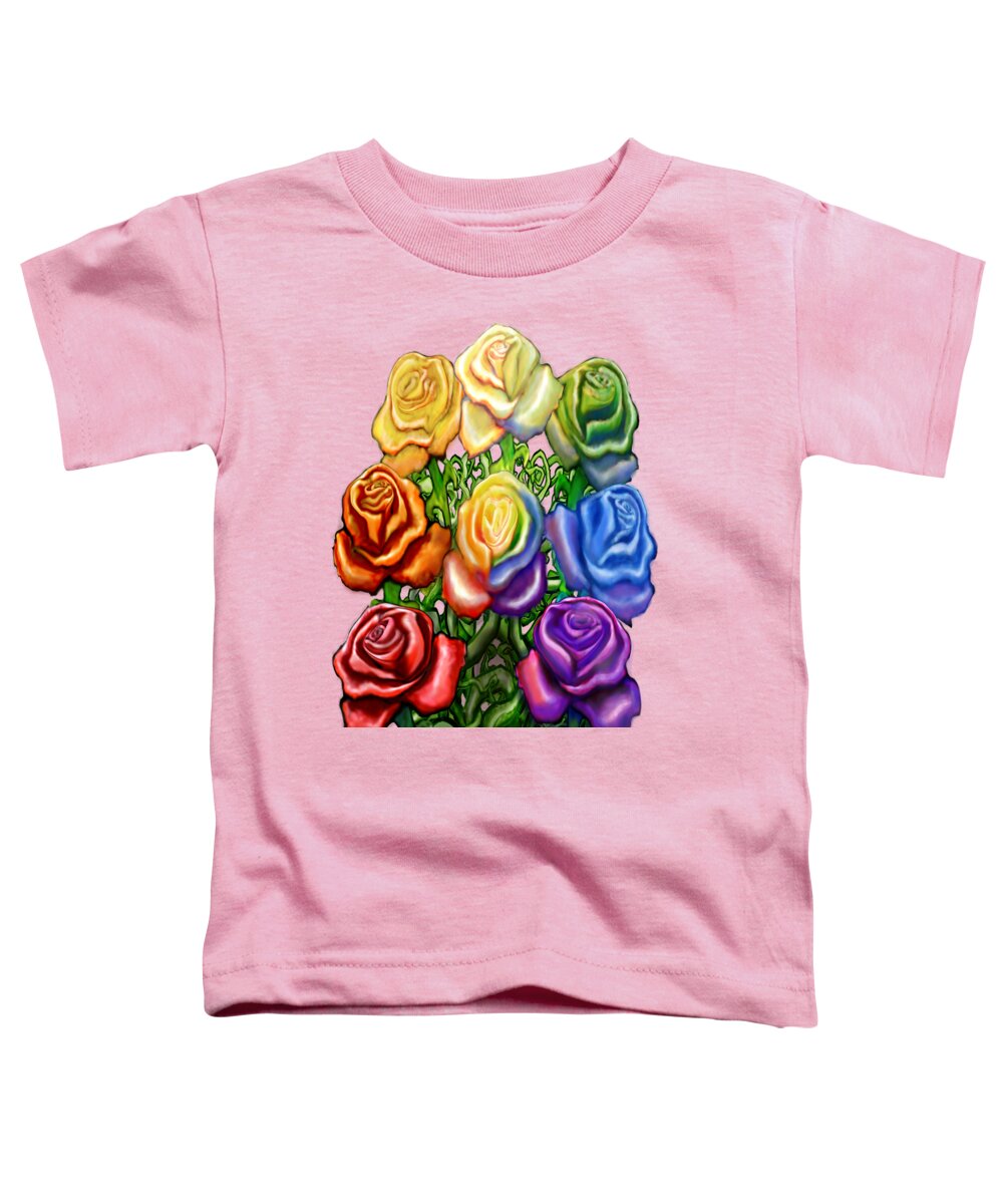 Rainbow Toddler T-Shirt featuring the digital art Rainbow of Roses by Kevin Middleton