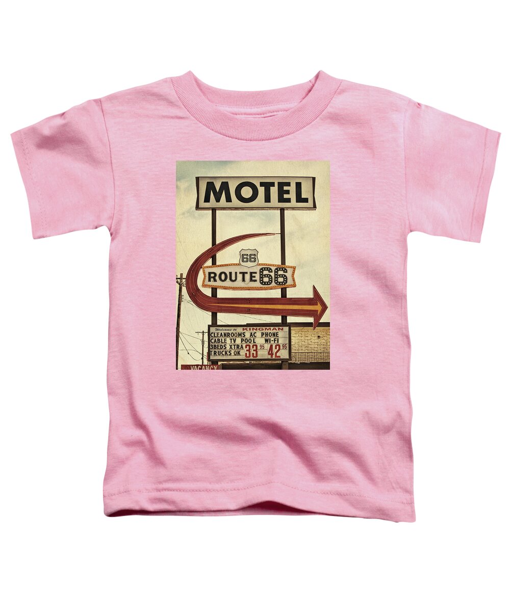 Route 66 Toddler T-Shirt featuring the photograph Route 66 Motel in Kingman, Arizona by Tatiana Travelways