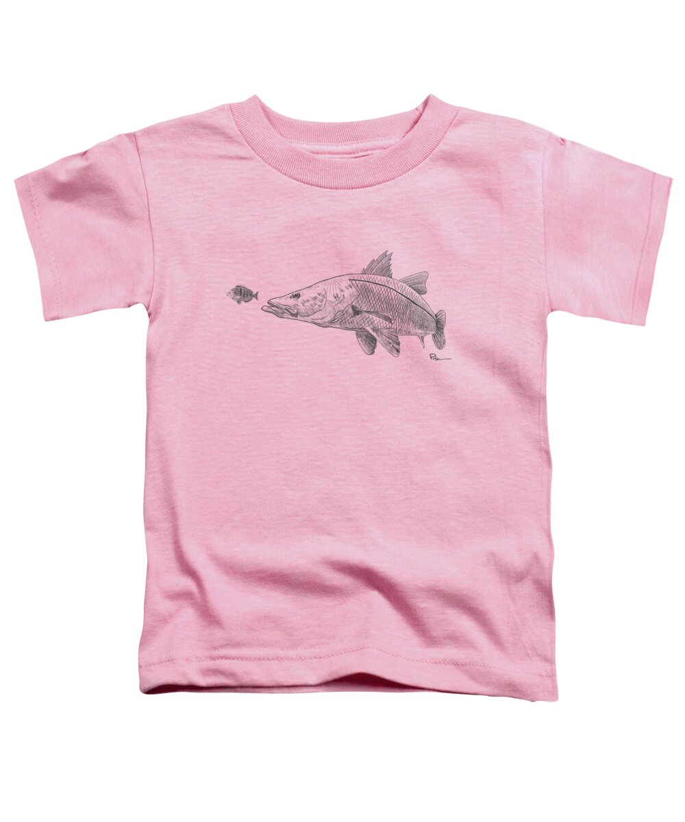 Snook Toddler T-Shirt featuring the drawing Snook on the Hunt by Kevin Putman