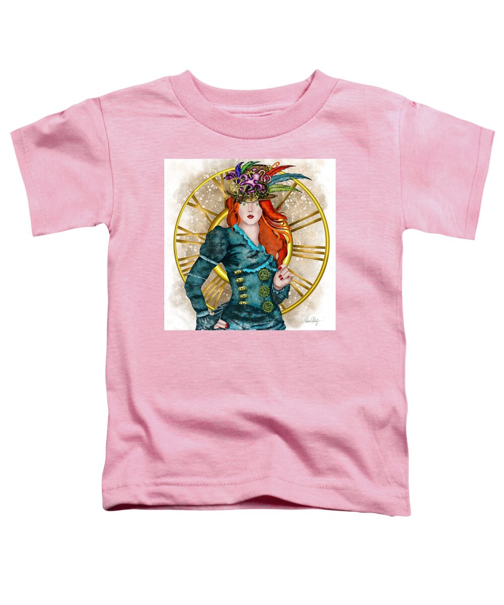 Steampunk Toddler T-Shirt featuring the painting Steampunk - young lady in a hat by Patricia Piotrak