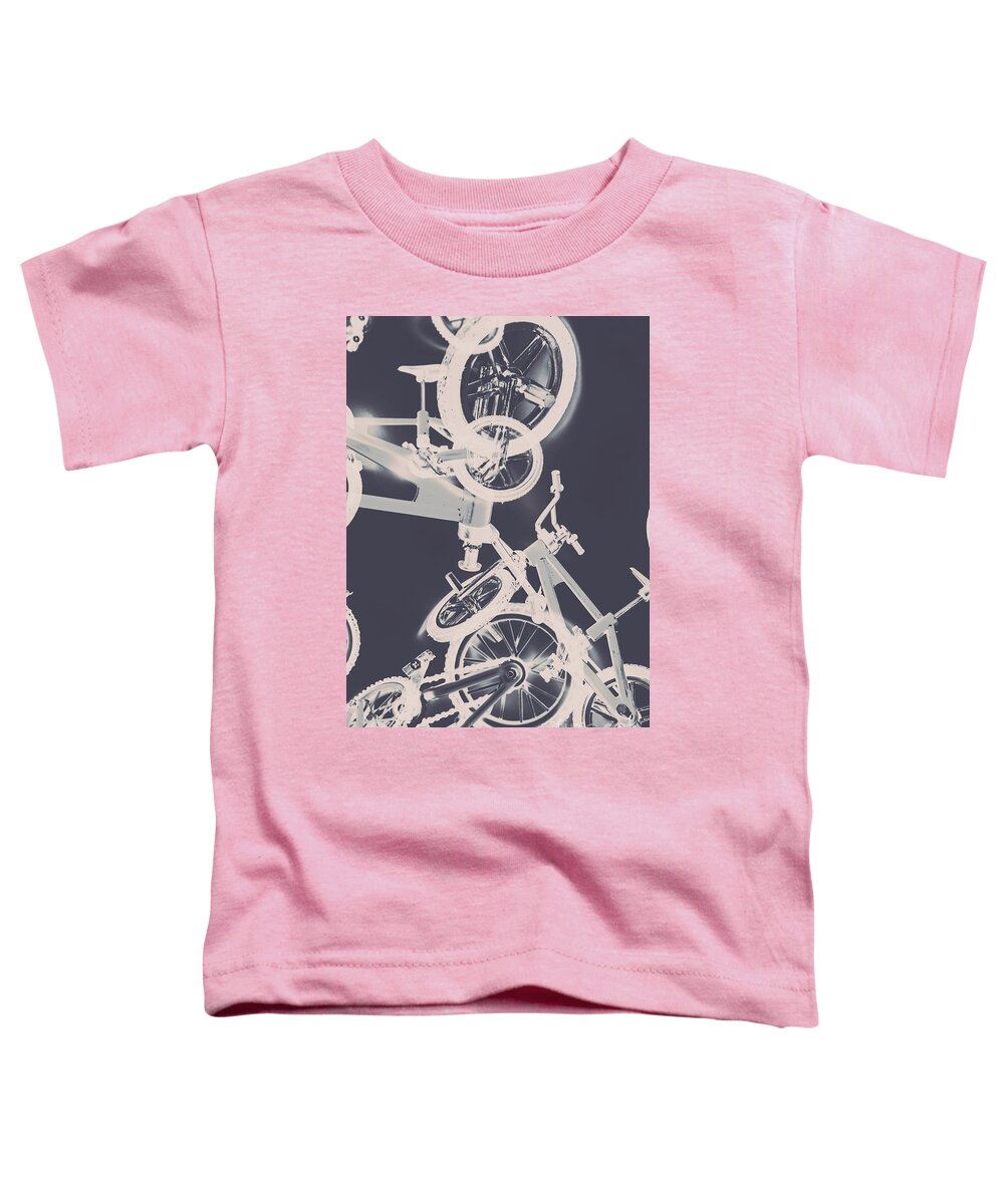 Abstract Toddler T-Shirt featuring the digital art Stunt bike trickery by Jorgo Photography