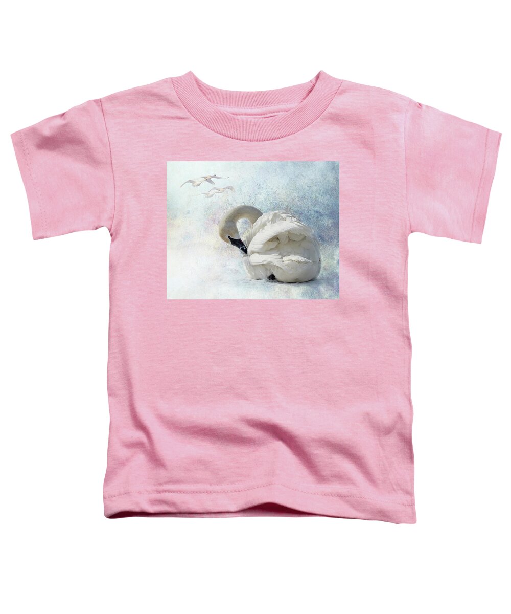 Swan Toddler T-Shirt featuring the photograph Trumpeter Textures #2 - Swan Preening by Patti Deters