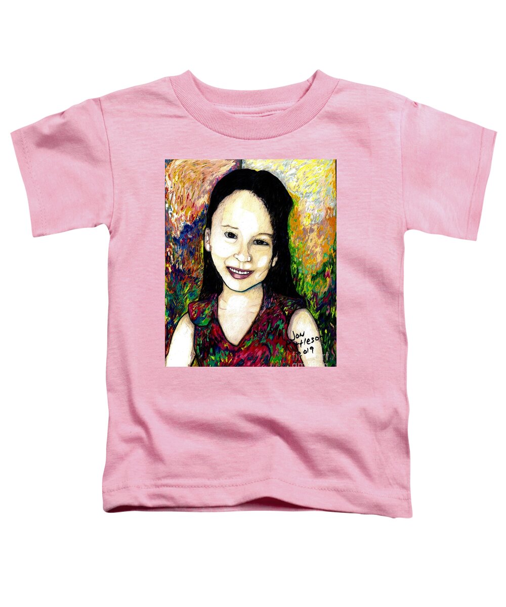 A Young Girl's Portrait Toddler T-Shirt featuring the drawing Victory by Jon Kittleson