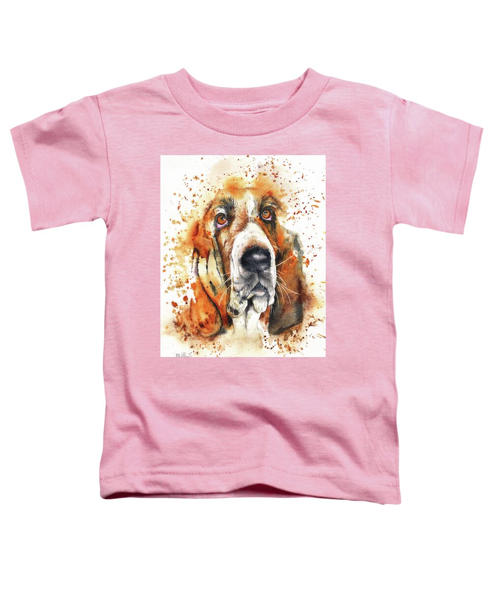 Basset Hound Toddler T-Shirt featuring the painting Wet Basset by Peter Williams
