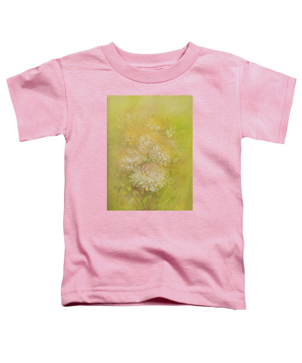 Chrysanthemums Toddler T-Shirt featuring the painting Yellow Chrysanthemums by Lynne Pittard