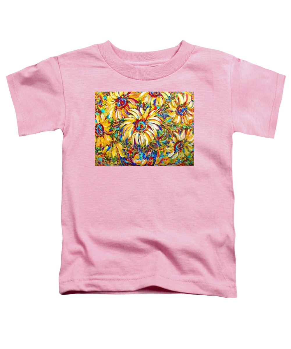 Flowers Toddler T-Shirt featuring the painting Sunflower Burst by Natalie Holland
