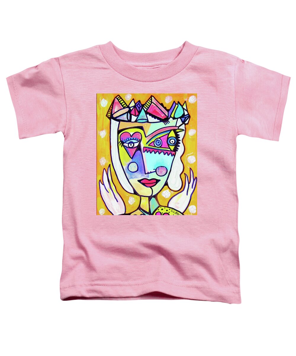 Sandra Silberzweig Toddler T-Shirt featuring the painting Adventurous Anabella. Earned Her Moon Beam Wings by Sandra Silberzweig