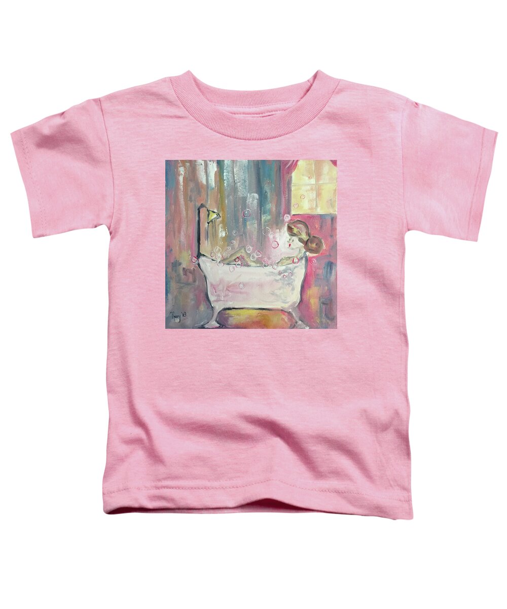 Bubble Bath Toddler T-Shirt featuring the painting Bubble Bath #1 by Roxy Rich