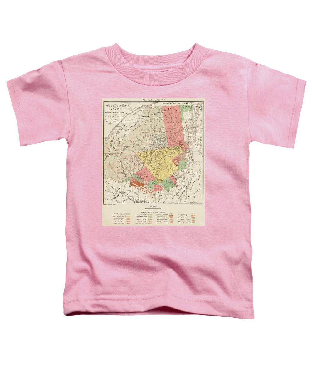 Adirondack Toddler T-Shirt featuring the photograph 1874 Historical Map of the Adirondacks Upstate New York in Color by Toby McGuire