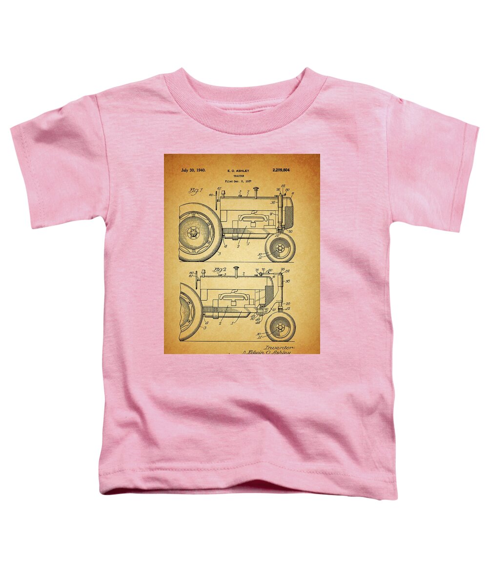 1940 Tractor Patent Drawing Toddler T-Shirt featuring the drawing 1940 Tractor Patent Drawing by Dan Sproul