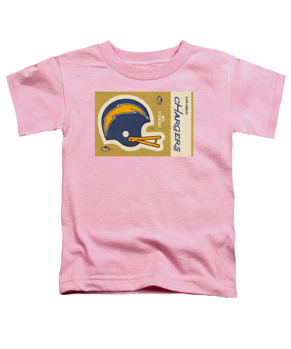 San Diego Chargers Toddler T-Shirt featuring the mixed media 1982 San Diego Chargers Fleer Decal Art by Row One Brand
