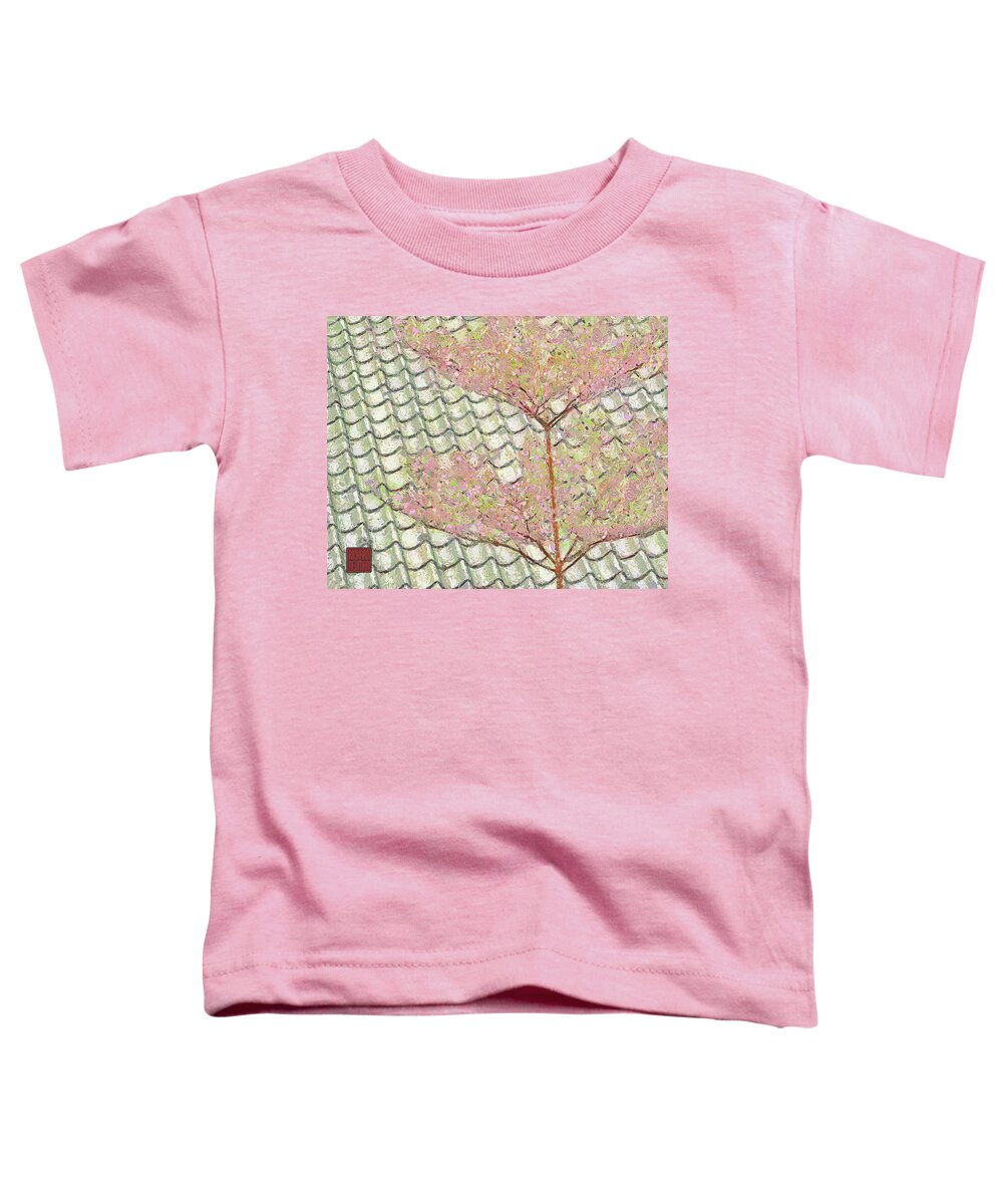 Architecture Toddler T-Shirt featuring the mixed media 205 Blossoms And Tiled Roof, Daxi Tea Factory, Taoyuan, Taiwan by Richard Neuman Abstract Art