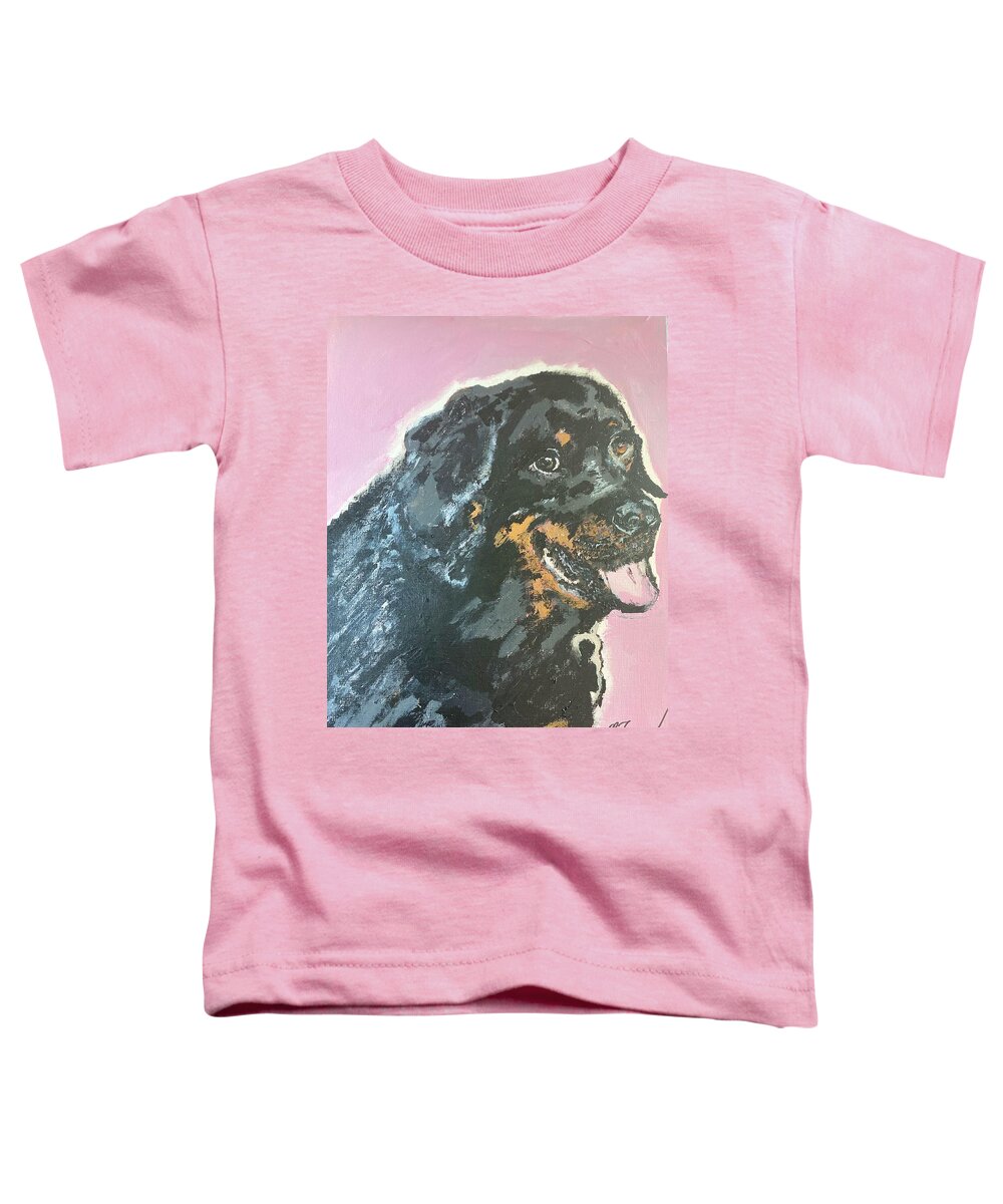 Rottweiler Toddler T-Shirt featuring the painting Rottweiler by Melody Fowler