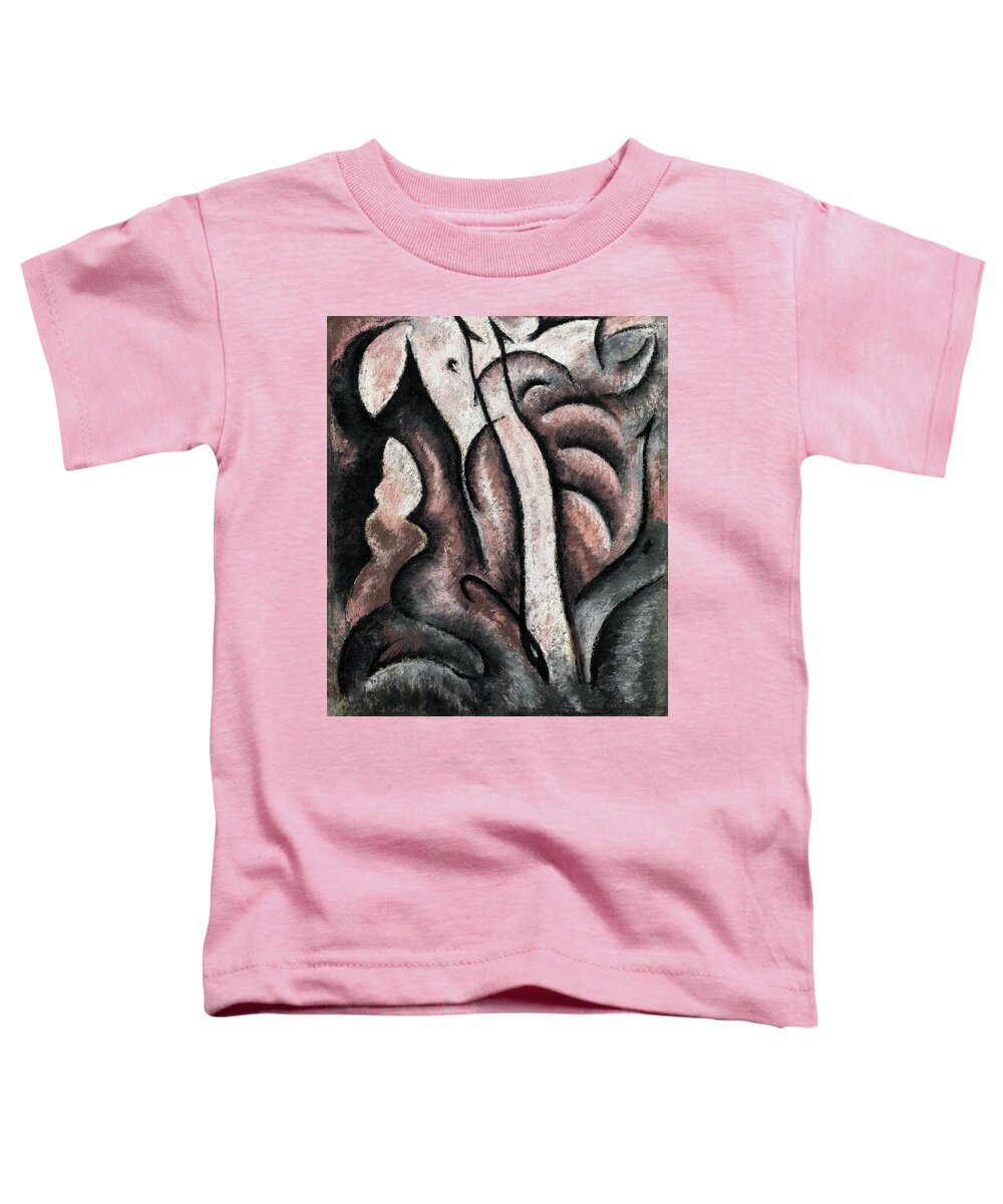 Abstract Art Toddler T-Shirt featuring the painting Abstract Art,animal,antique,art,arthur Dove,arthur Garfield Dove,artwork,black,cc0,cow,creative Comm by MotionAge Designs