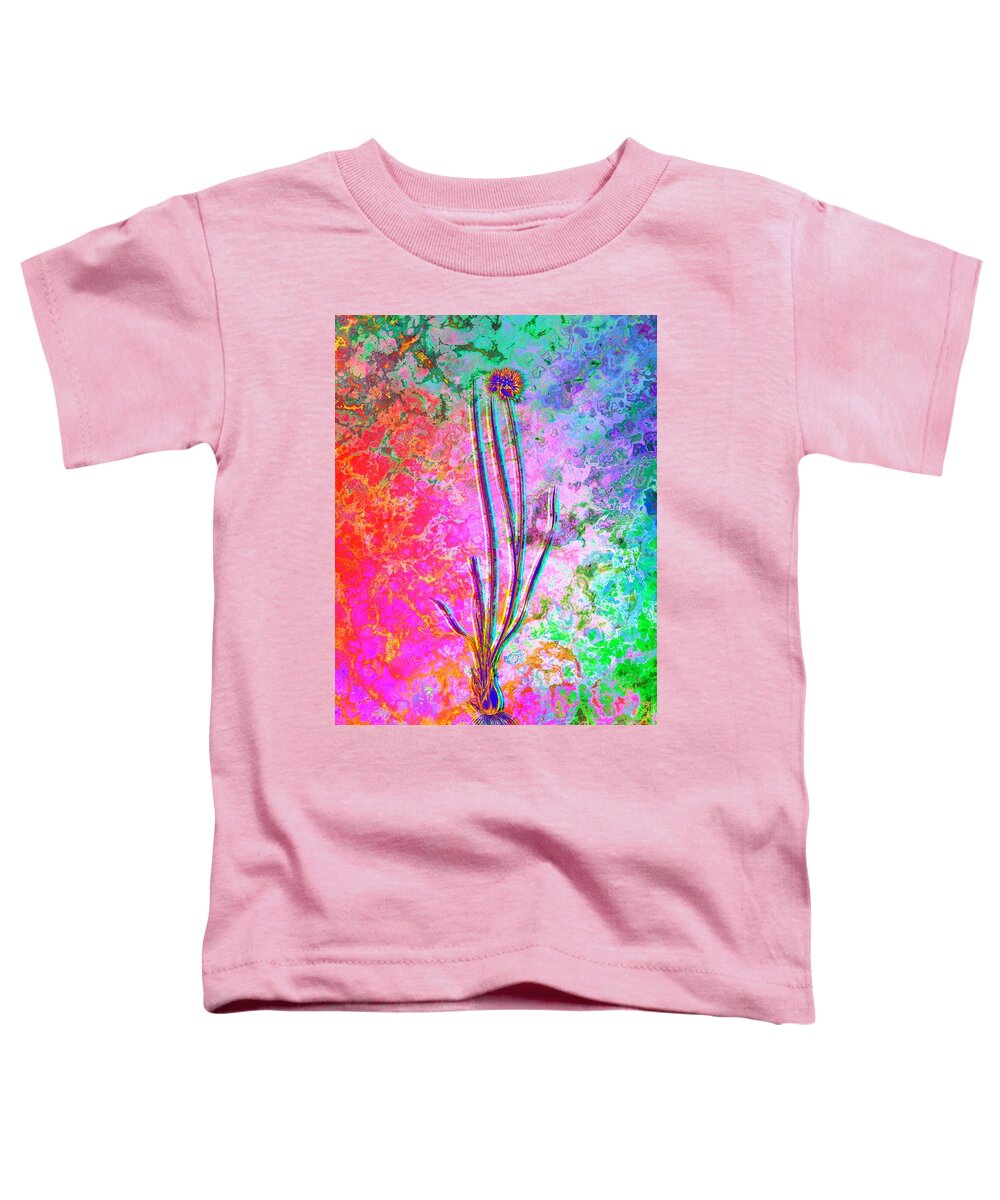 Neon Toddler T-Shirt featuring the painting Acid Neon Allium Foliosum Botanical Art n.0325 by Holy Rock Design