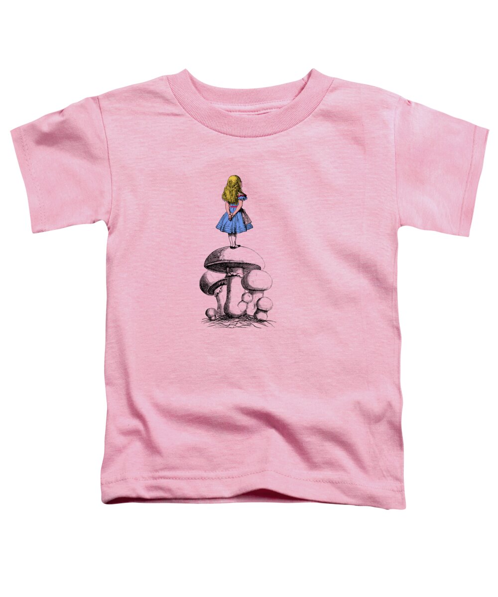 Alice Toddler T-Shirt featuring the digital art Alice on a mushroom by Madame Memento