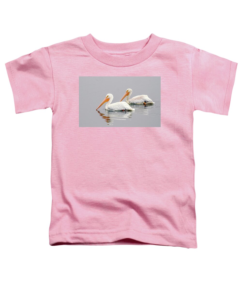 American White Pelicans Toddler T-Shirt featuring the photograph American White Pelican 8551-120522-2 by Tam Ryan