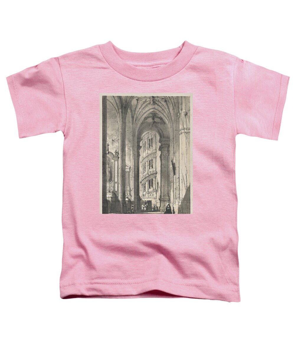 Architecture Toddler T-Shirt featuring the painting Architecture of the Middle Ages Church of St. Gisors, Interior 1838 Joseph Nash by MotionAge Designs