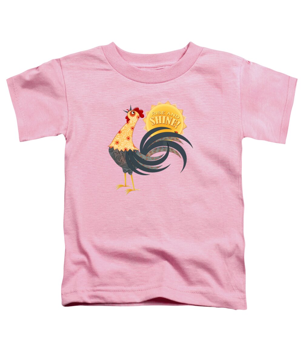 Rooster Toddler T-Shirt featuring the digital art Rise and Shine Rooster by Valerie Drake Lesiak