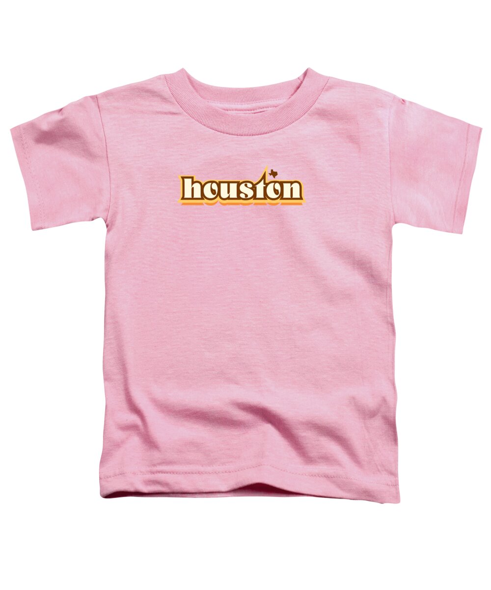 Jan M Stephenson Designs Toddler T-Shirt featuring the digital art Houston Texas - Retro Name Design, Southeast Texas, Yellow, Brown, Orange by Jan M Stephenson