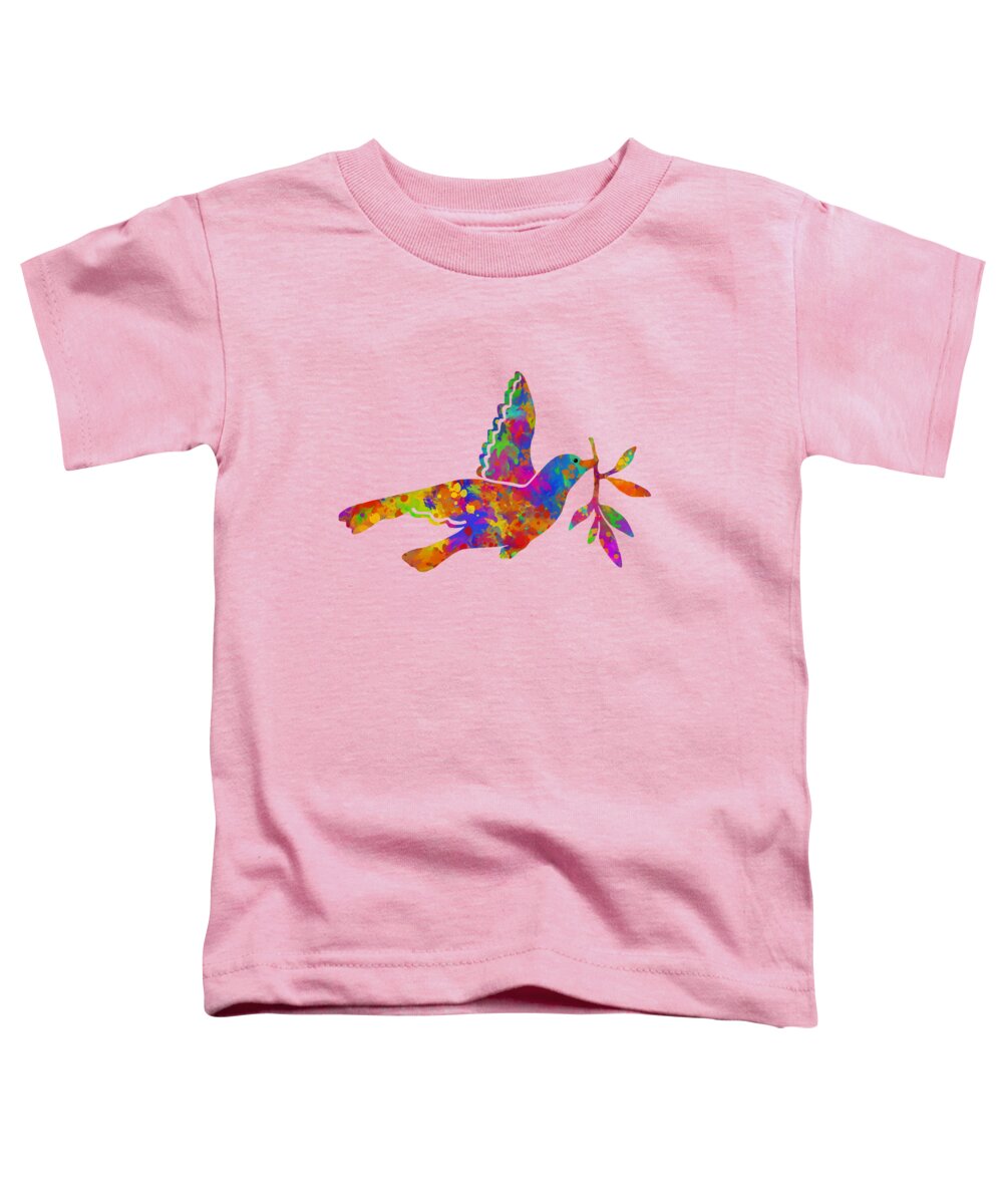 Dove Toddler T-Shirt featuring the mixed media Dove With Olive Branch by Christina Rollo