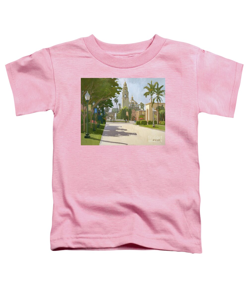 Balboa Park Toddler T-Shirt featuring the painting Balboa Park El Prado - San Diego, California by Paul Strahm
