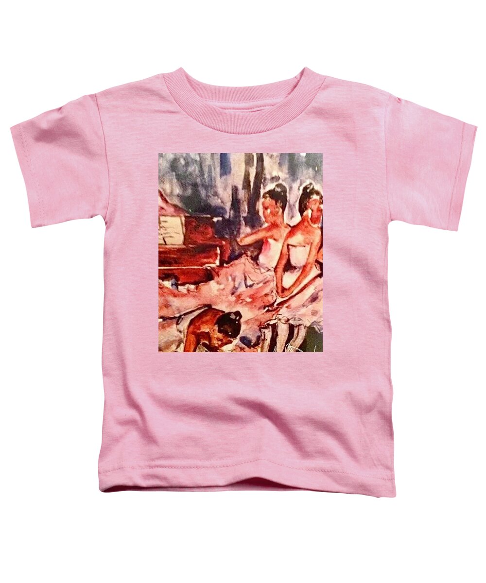 Toddler T-Shirt featuring the painting Ballerina girls by Angie ONeal