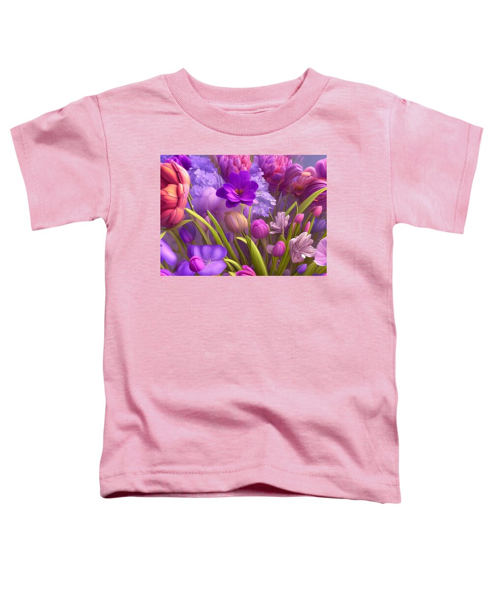 Digital Toddler T-Shirt featuring the digital art Beautiful Spring Flowers by Beverly Read