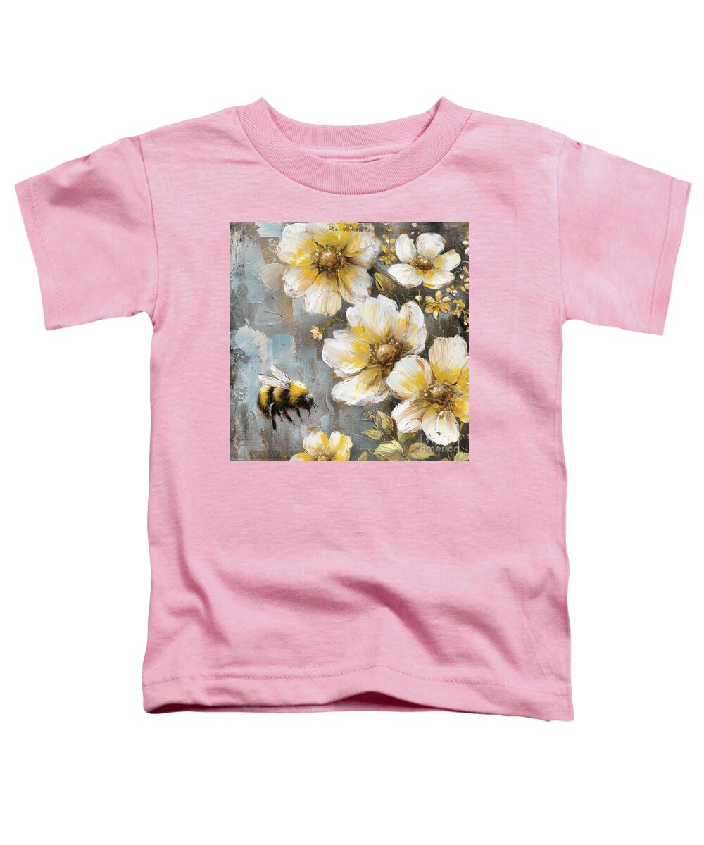 Daisy Flowers Toddler T-Shirt featuring the painting Bee Free 2 by Tina LeCour