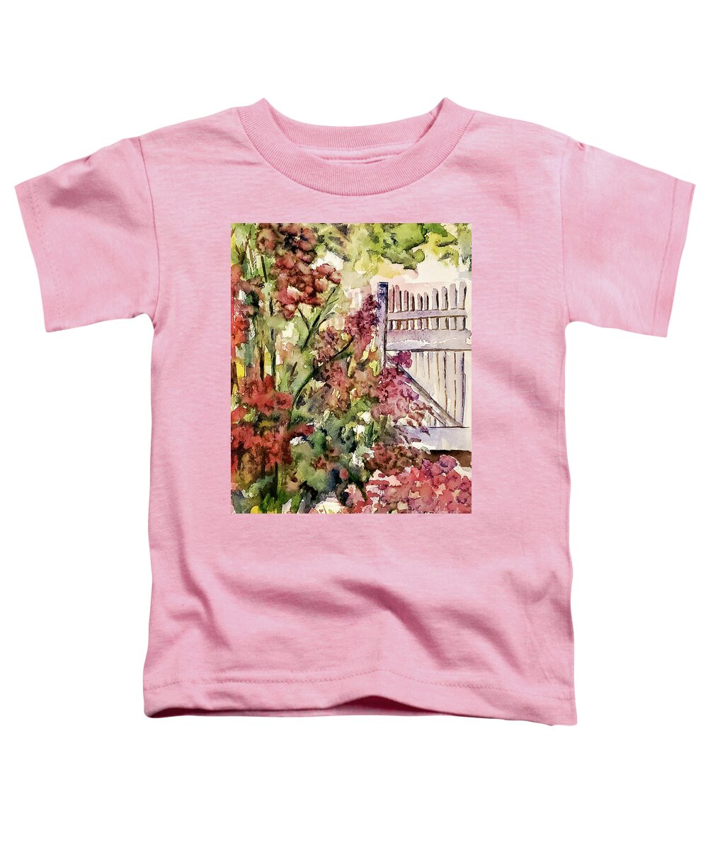 Flowers Toddler T-Shirt featuring the painting Behind the gate by Eileen Kelly