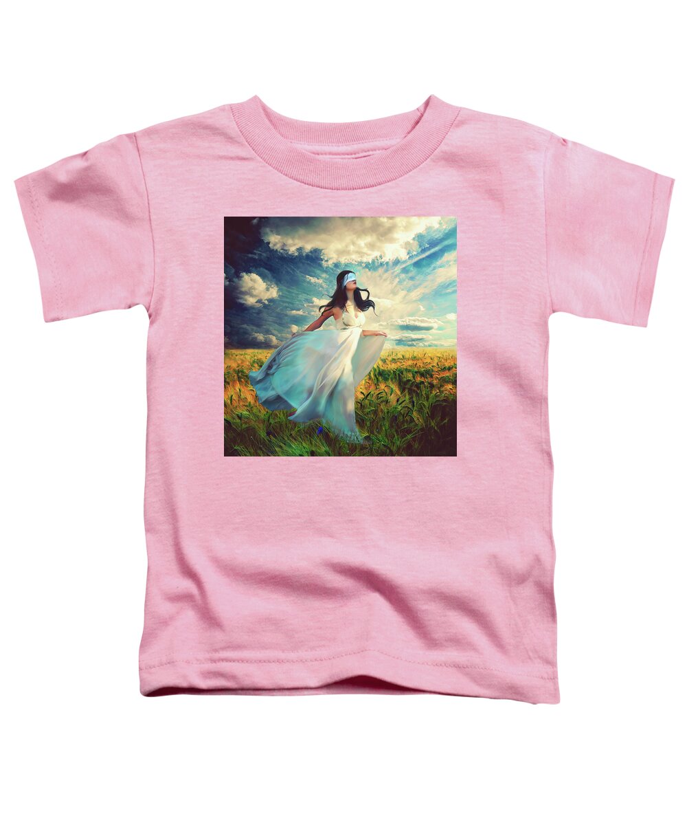 Blind Toddler T-Shirt featuring the digital art Blind to Beauty by Claudia McKinney