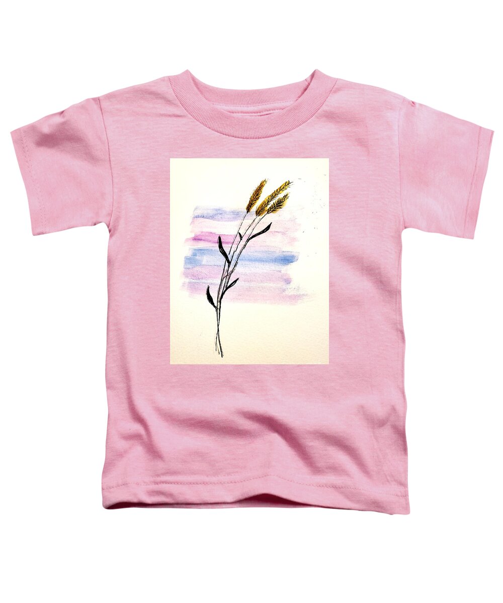 Wheat Toddler T-Shirt featuring the painting Blowing in the Wind by Margaret Welsh Willowsilk