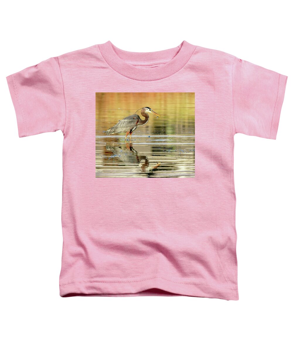 Great Blue Herons Toddler T-Shirt featuring the photograph Blue Heron Fishing by Judi Dressler