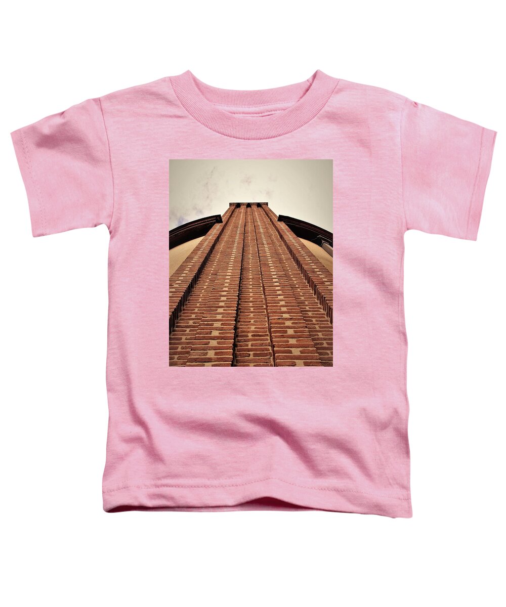 Brick Chimney Sky Toddler T-Shirt featuring the photograph Brick Chimney by John Linnemeyer