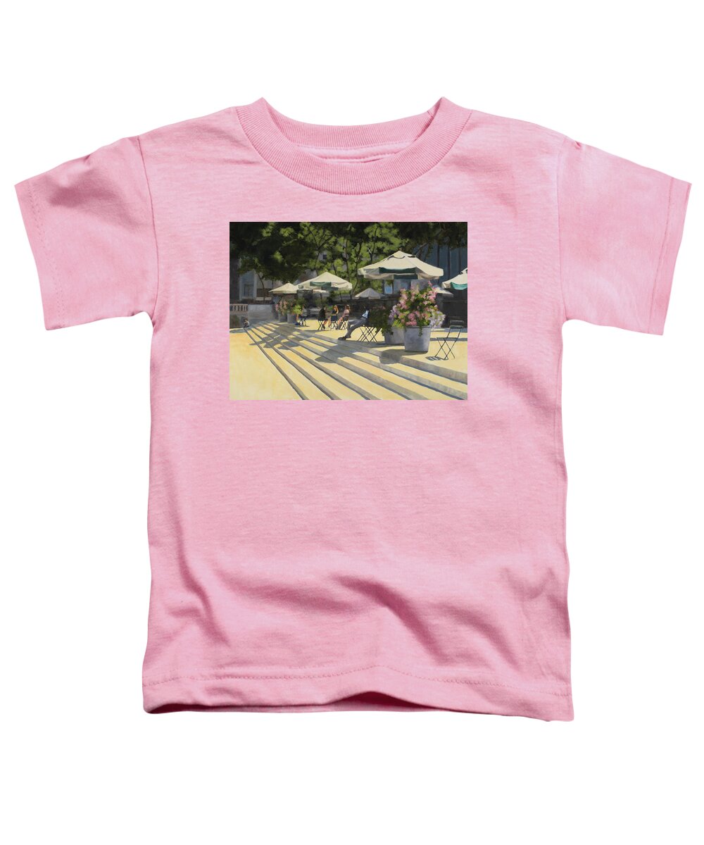 Park Toddler T-Shirt featuring the painting Bryant Park Sunshine by Tate Hamilton