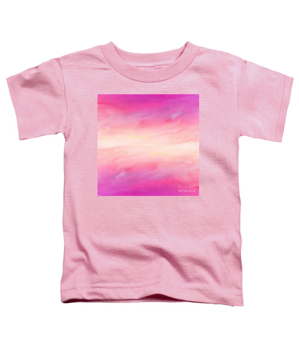 Watercolor Toddler T-Shirt featuring the digital art Cavani - Artistic Colorful Abstract Pink Watercolor Painting Digital Art by Sambel Pedes