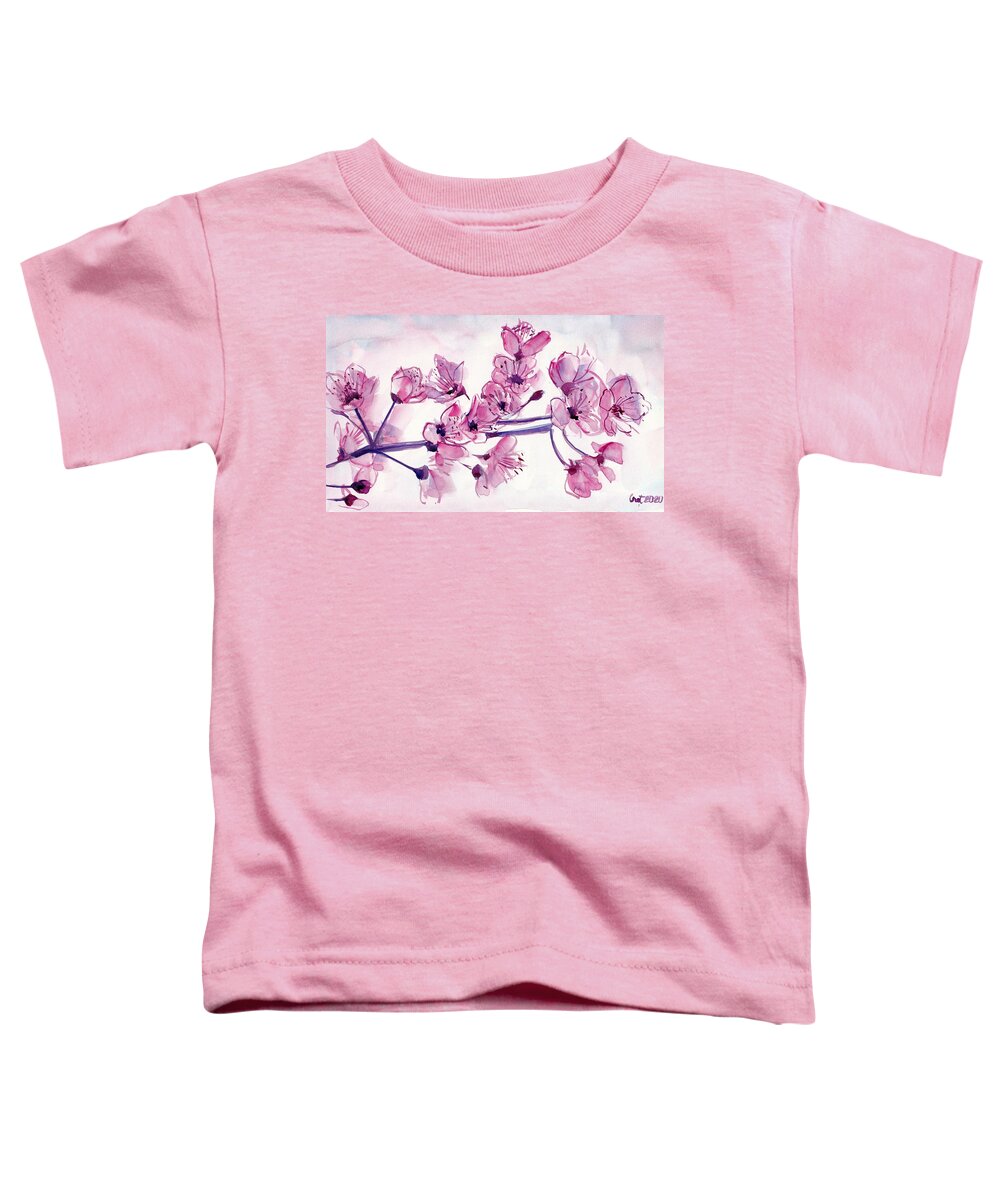 Cherry Toddler T-Shirt featuring the painting Cherry Flowers by George Cret