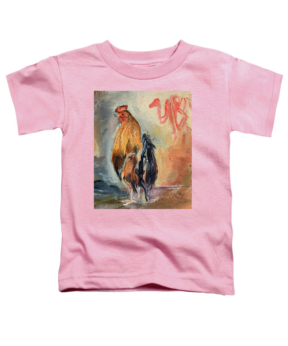 Rooster Toddler T-Shirt featuring the painting Cocky Rooster by Lynn Shaffer