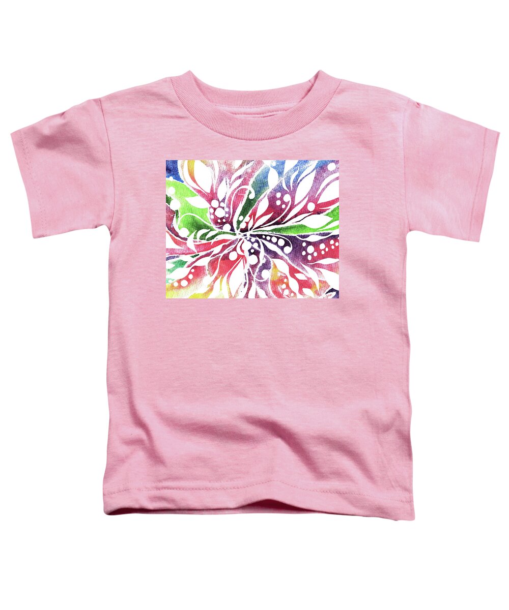 Floral Pattern Toddler T-Shirt featuring the painting Colorful Floral Design With Leaves Berries Flowers Pattern V by Irina Sztukowski