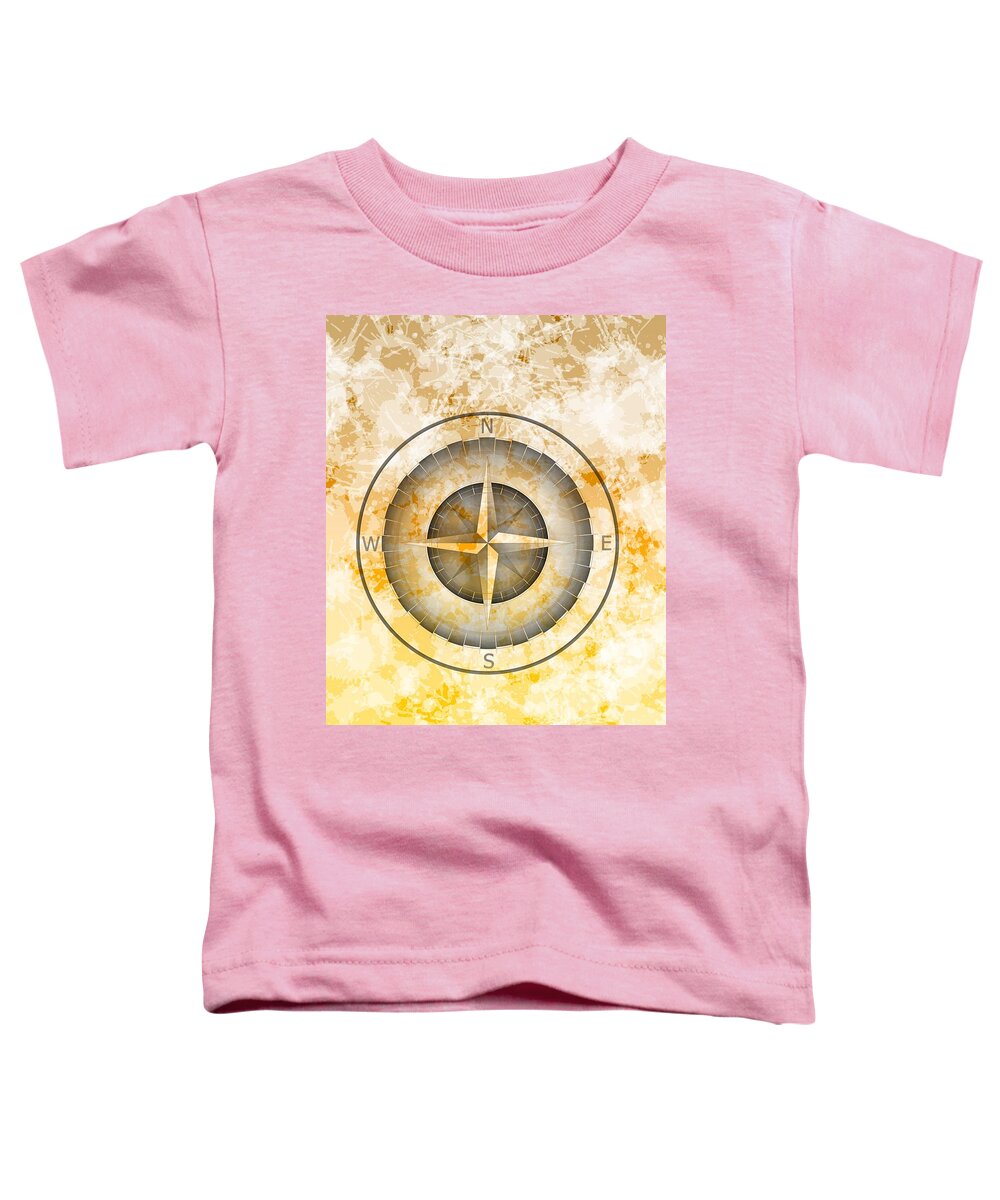 Grunge Compass Toddler T-Shirt featuring the digital art Compass Shadows Over Stains And Gold by Alberto RuiZ