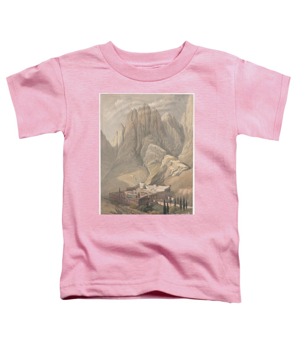 Convent Toddler T-Shirt featuring the painting Convent of St. Catherine with Mount Horeb q1 by Historic illustrations