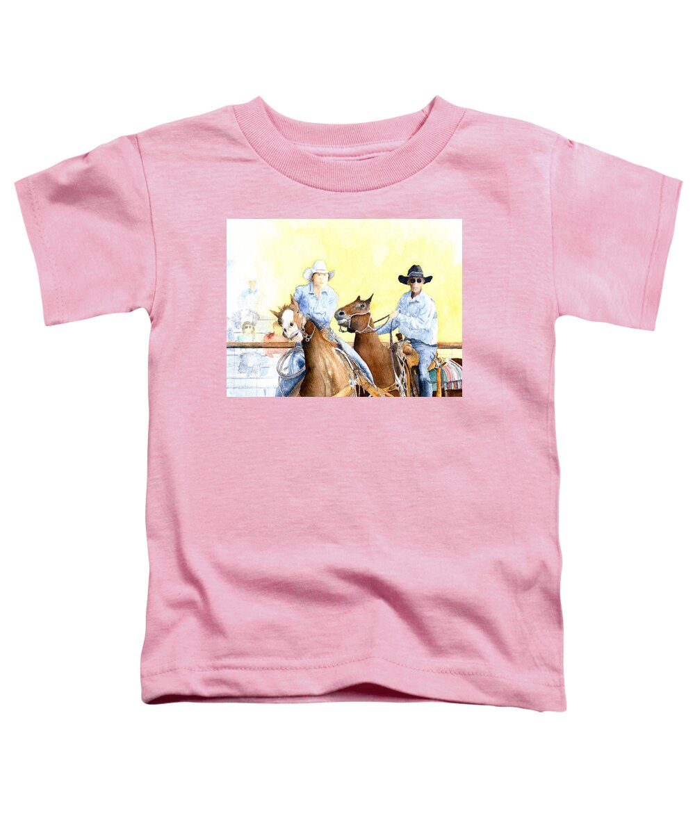 Cowgirl Toddler T-Shirt featuring the painting Cowgirl Up by John Glass
