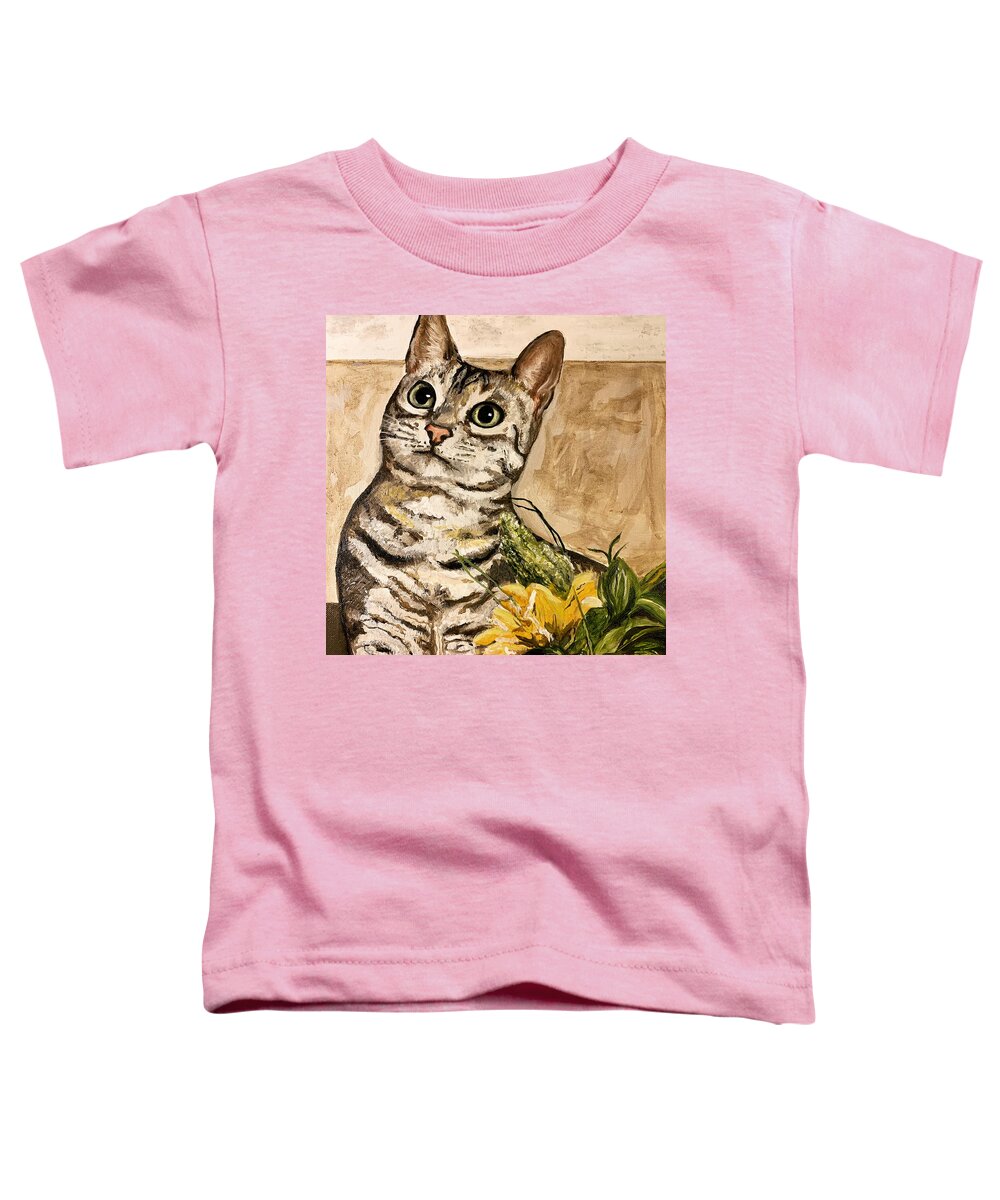 Cat Toddler T-Shirt featuring the painting Curious by Lynn Shaffer