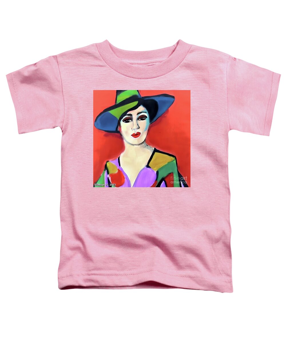 Contemporary Art Toddler T-Shirt featuring the digital art Donna with Hat by Stacey Mayer