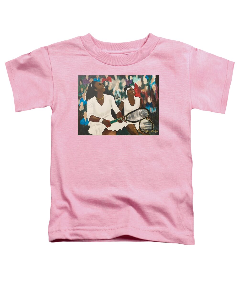  Toddler T-Shirt featuring the painting Double Fault by Angie ONeal
