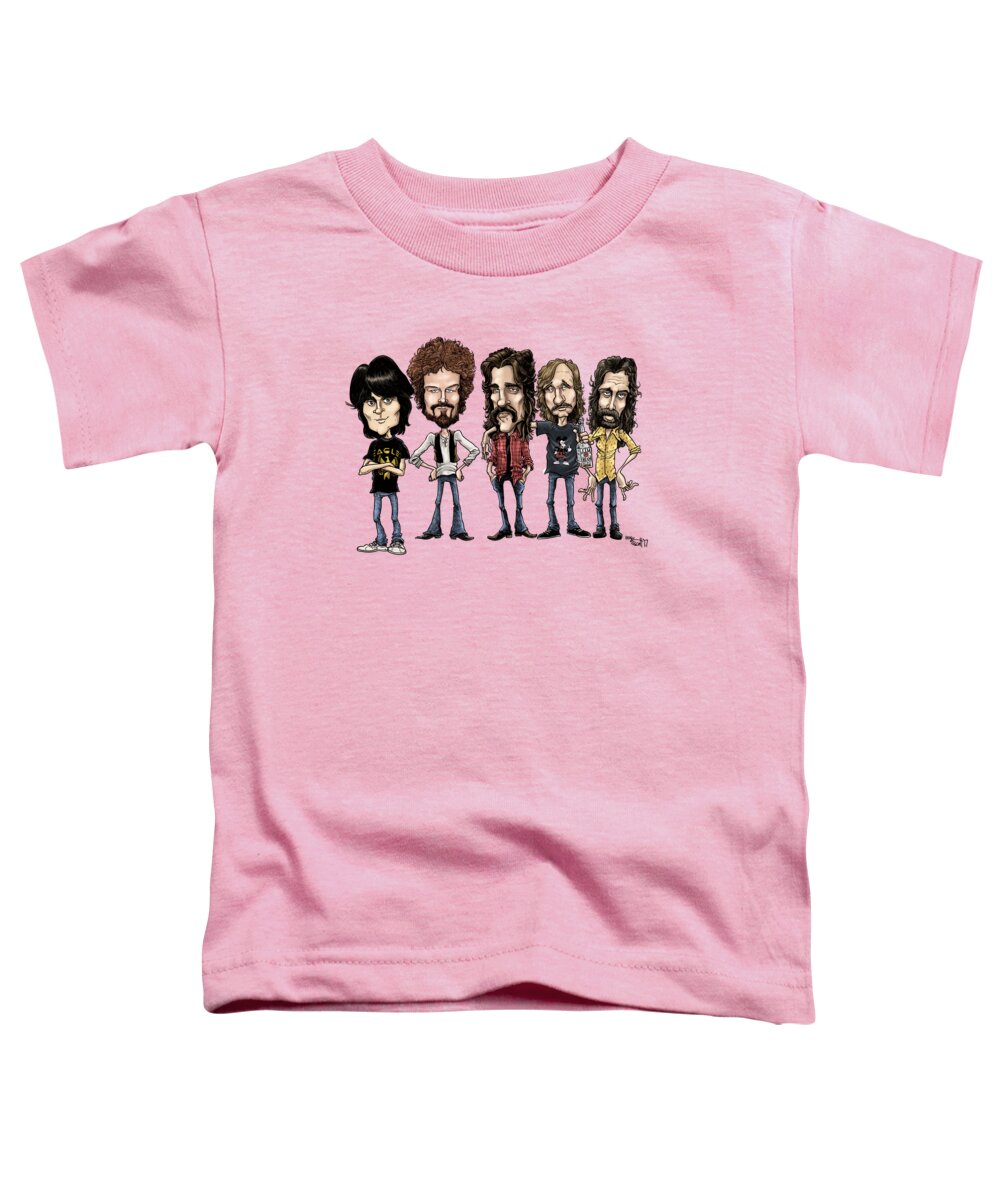 Cartoon Toddler T-Shirt featuring the drawing Eagles, 1976 in color by Mike Scott