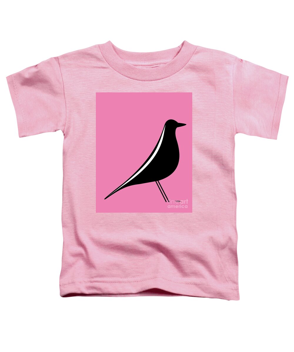 Mid Century Modern Toddler T-Shirt featuring the digital art Eames House Bird on Pink by Donna Mibus